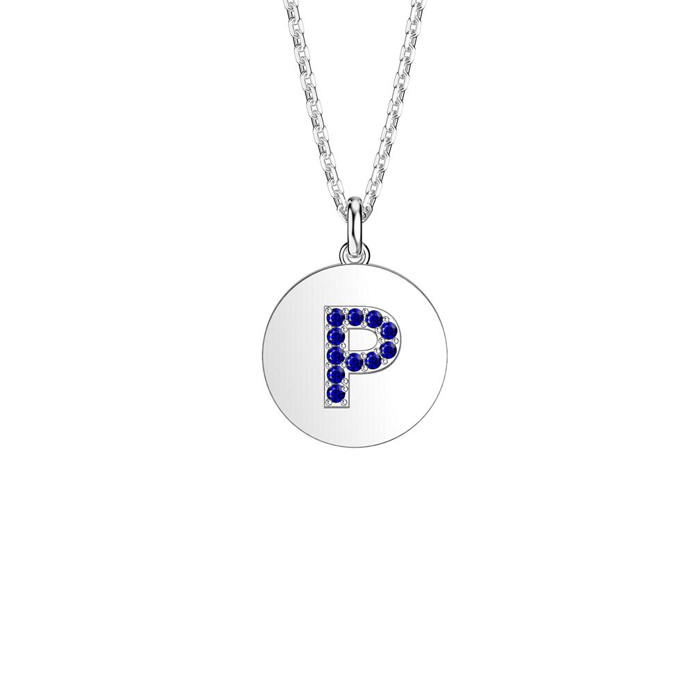 Charmisma Sapphire Pave Platinum plated Silver Alphabet Pendant P