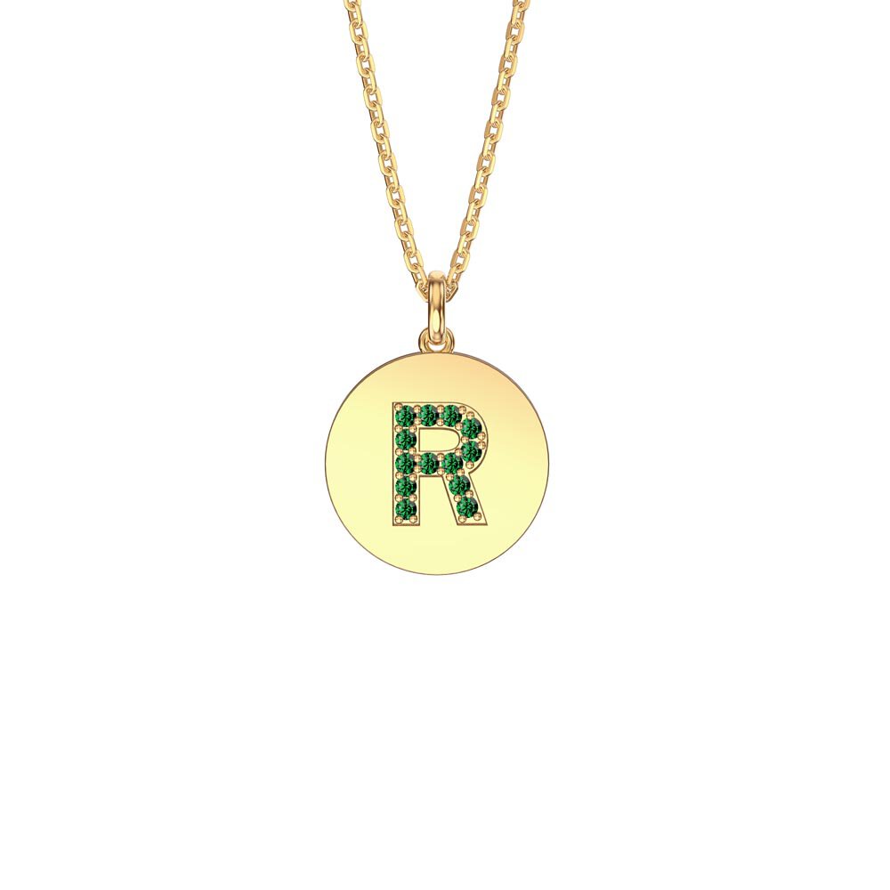 Charmisma Emerald Pave 18K Gold Vemeil Alphabet Pendant R