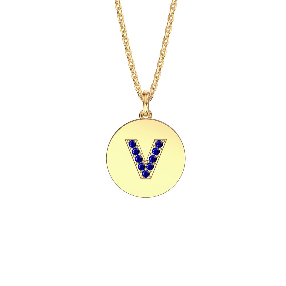 Charisma Sapphire Pave 18K Gold Vemeil Alphabet Pendant V