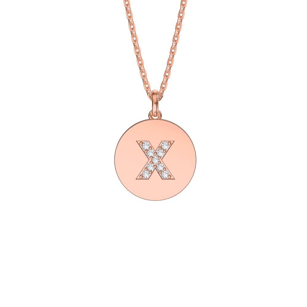 Charmisma Moissanite Pave 18K Rose Gold Vemeil Alphabet Pendant X