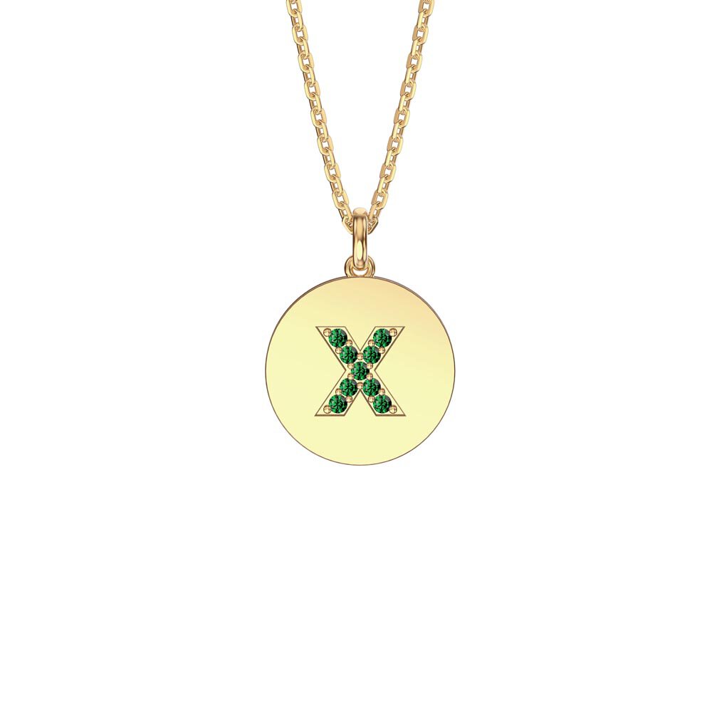 Charmisma Emerald Pave 18K Gold Vemeil Alphabet Pendant X