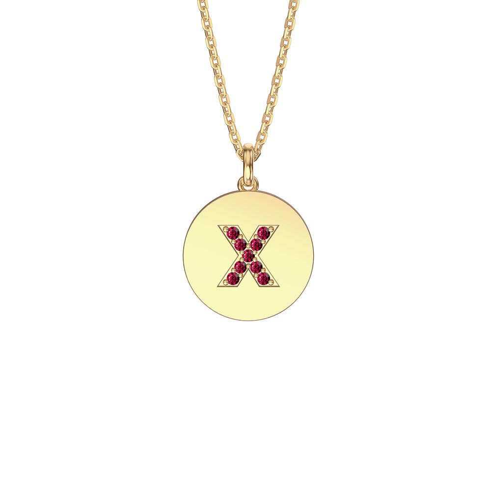 Charisma Ruby Pave 18K Gold Vemeil Alphabet Pendant X