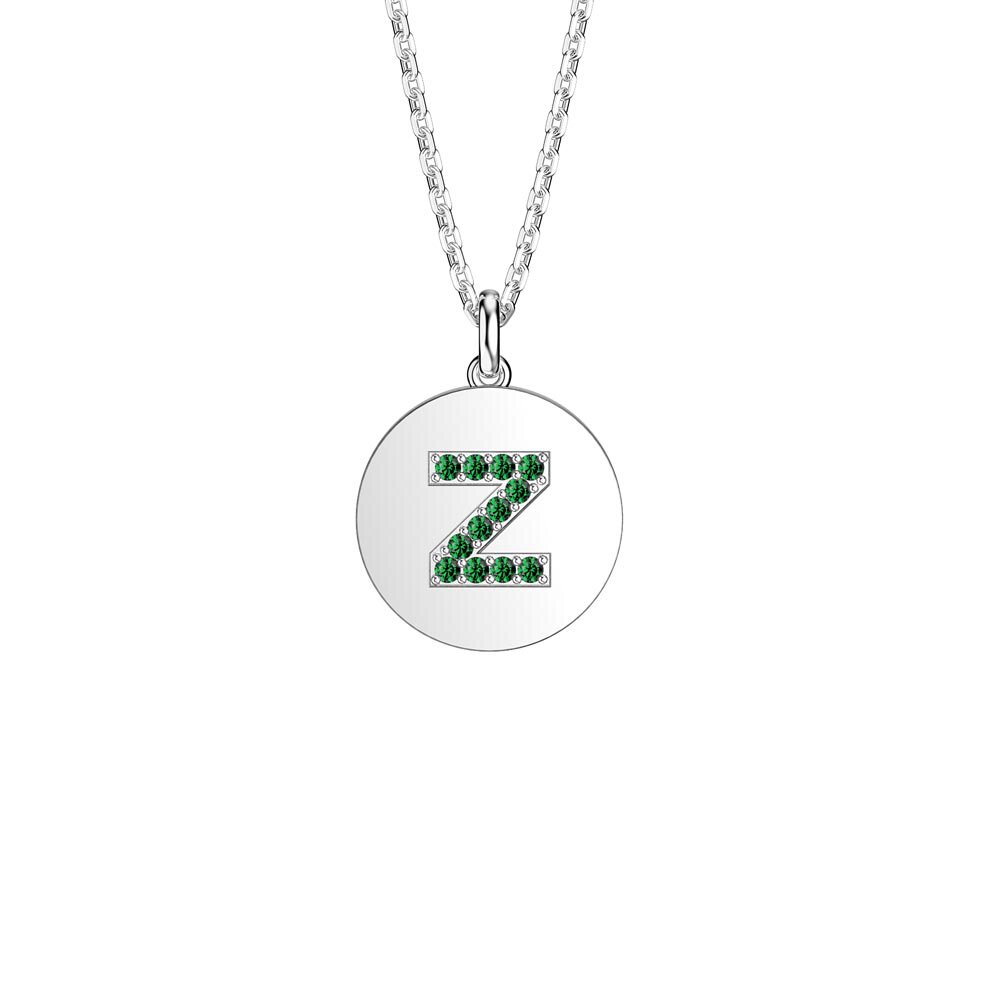 Charmisma Emerald Pave Platinum plated Silver Alphabet Pendant Z