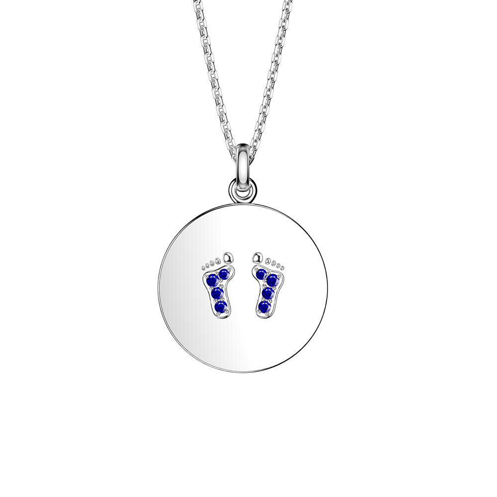 Charisma Sapphire Platinum plated Silver Baby Feet Pendant