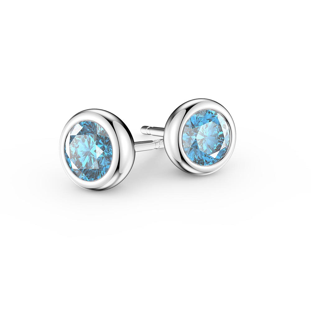 Infinity Aquamarine Platinum plated Silver Stud Earrings