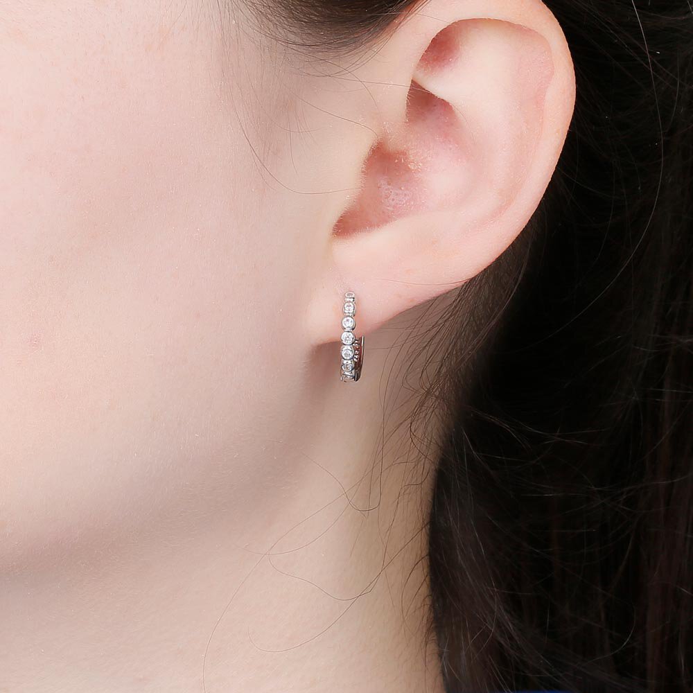 Infinity White Sapphire 10K White Gold Hoop Earrings Small #2