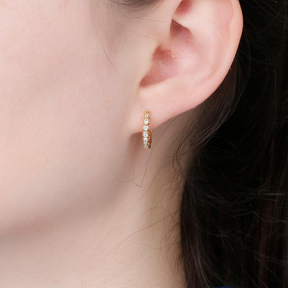 Infinity White Sapphire 10K Rose Gold Hoop Earrings Small #2