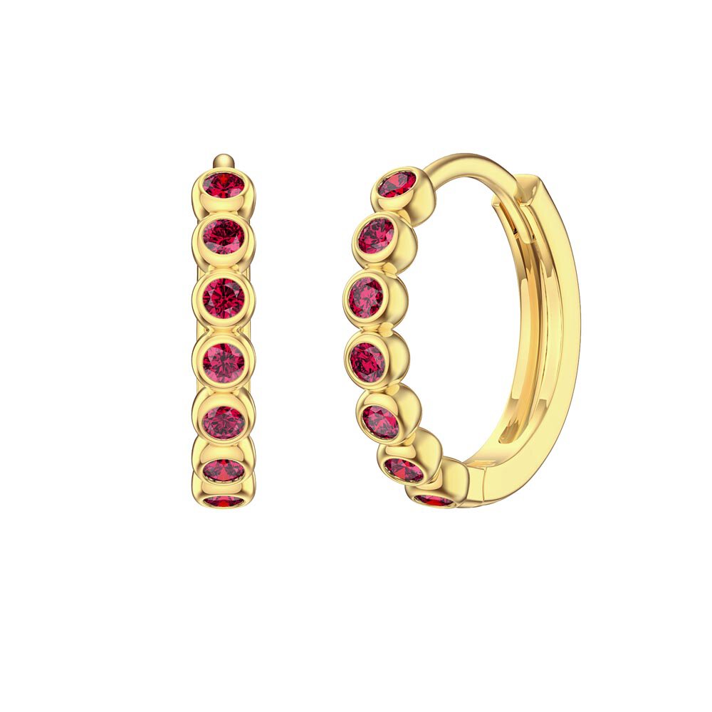 Infinity Ruby 18K Gold Hoop Earrings Small