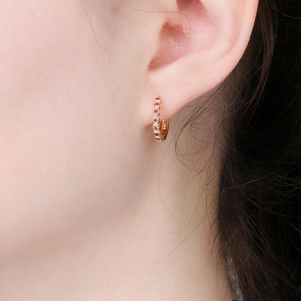 Infinity Ruby 18K Gold Vermeil Hoop Earrings Small #2