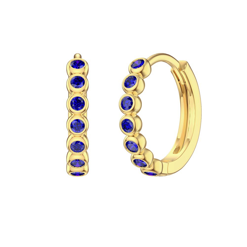 Infinity Blue Sapphire 18K Gold Hoop Earrings Small