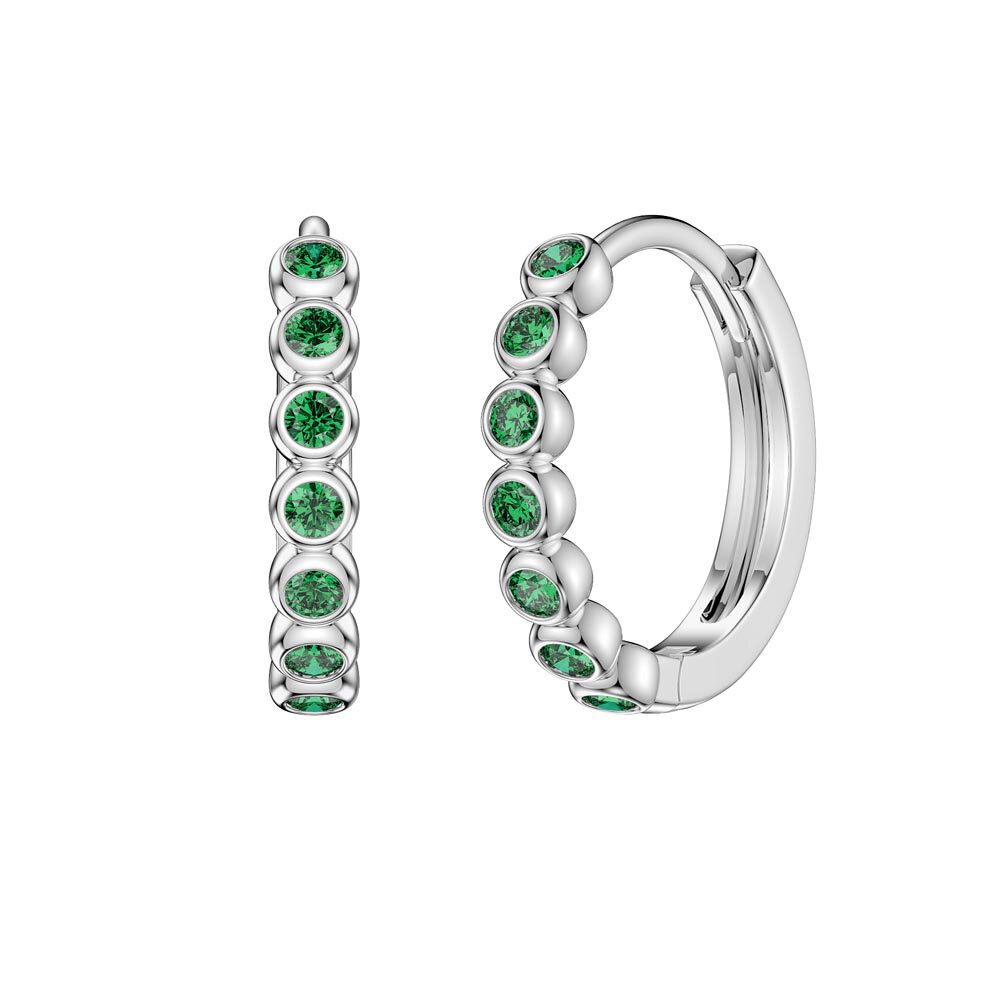 Infinity Emerald 10K White Gold Hoop Earrings Small