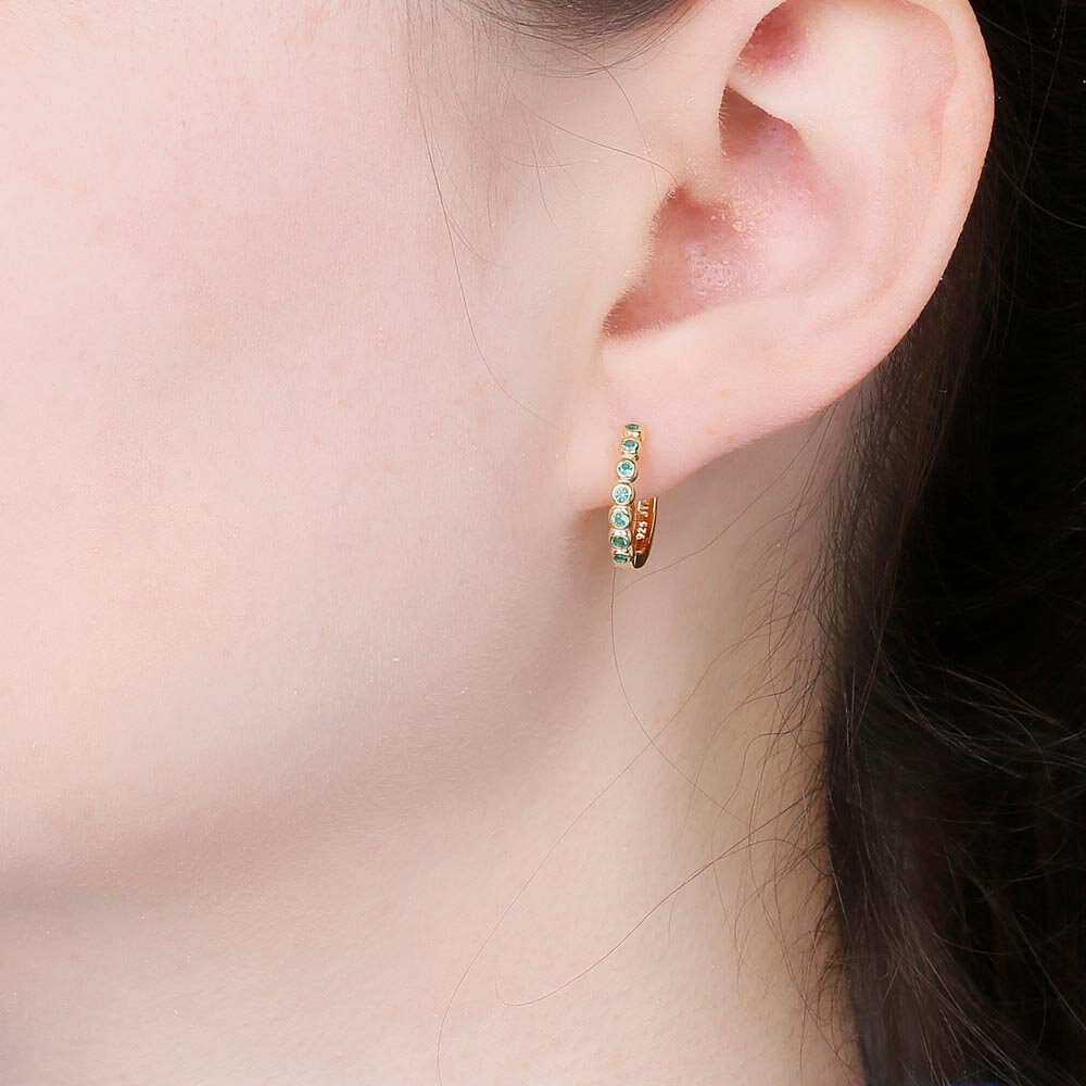 Infinity Emerald 18K Gold Hoop Earrings Small #2