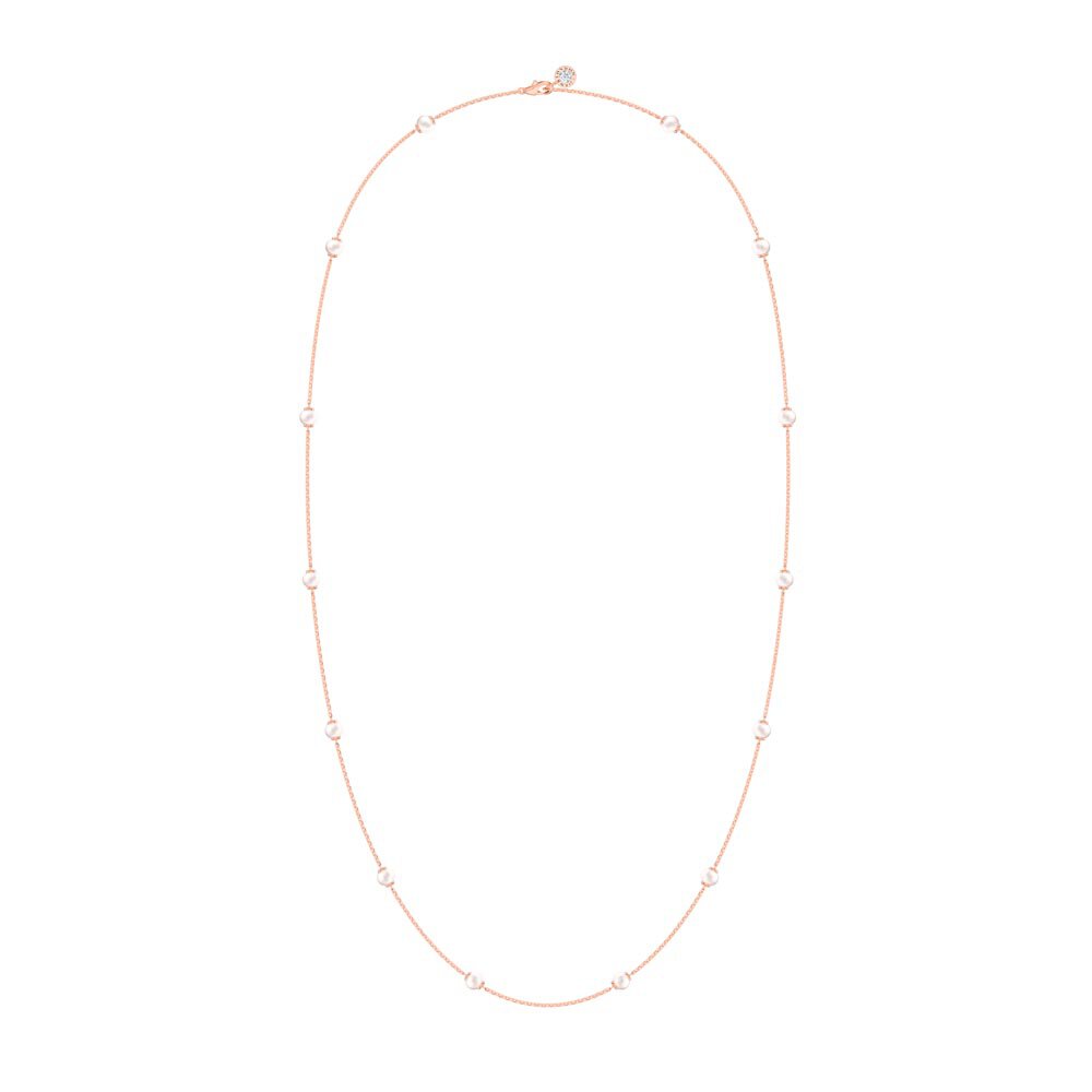 Akoya Pearl By the Yard 10K Rose Gold Necklace 36inch