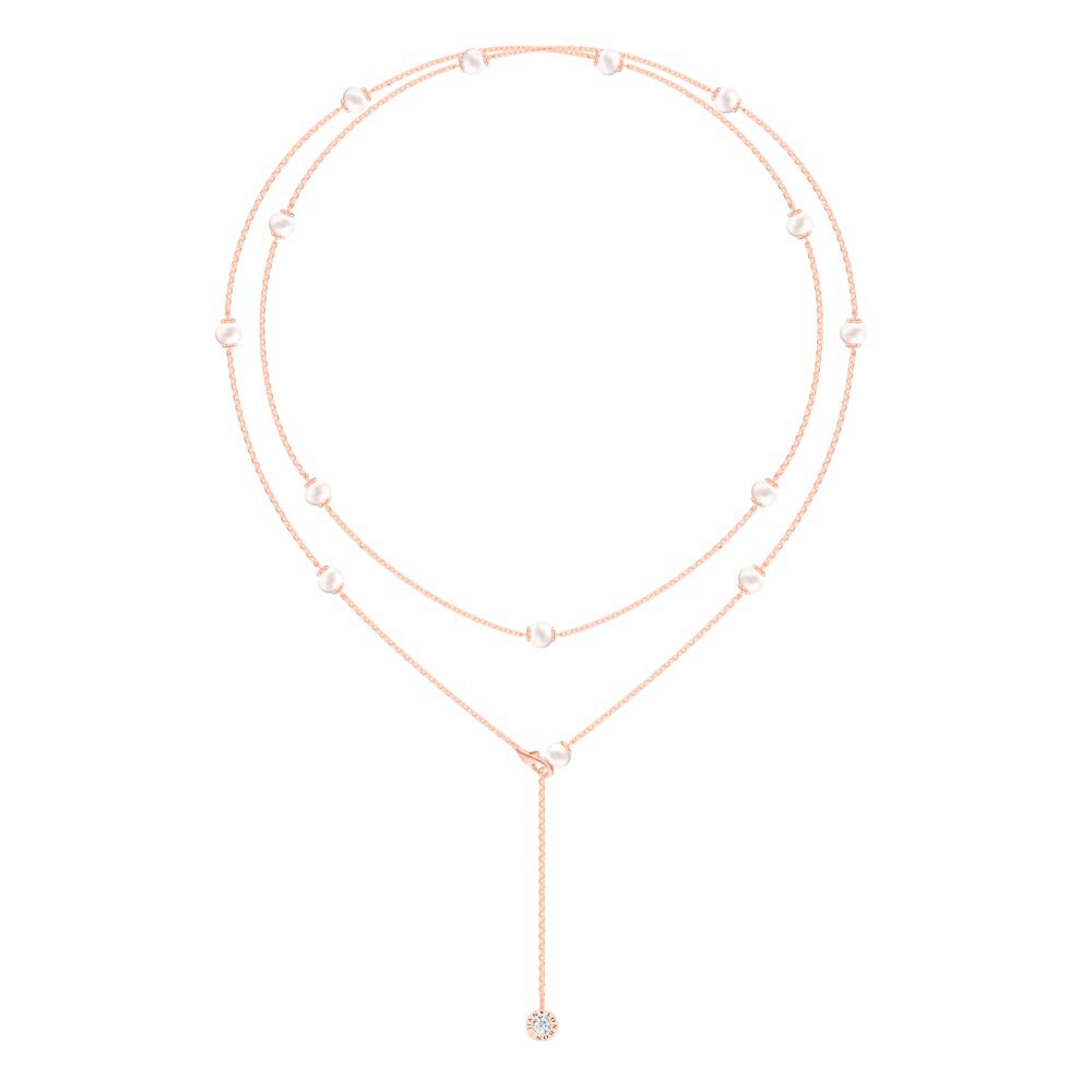 Akoya Pearl By the Yard 18K Rose Gold Necklace 36inch with Diamond #2