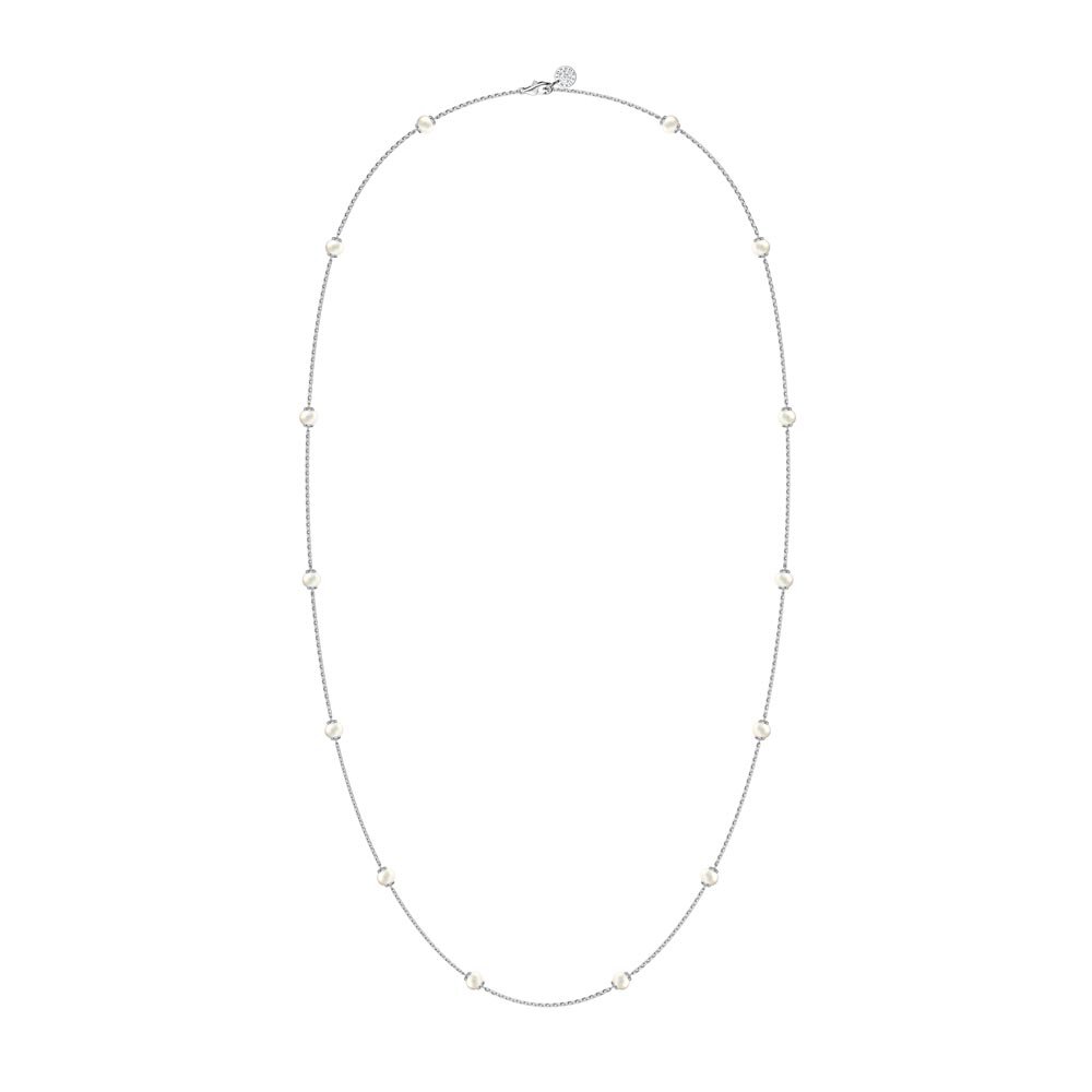 Pearl By the Yard Platinum plated Silver Necklace 36inch #2