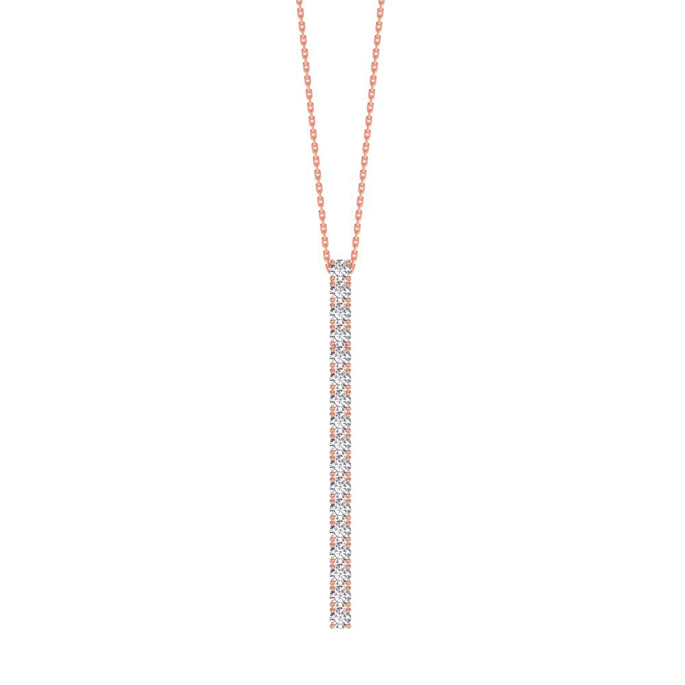 Eternity White Sapphire 18K Rose Gold Vermeil Line Drop Pendant Necklace
