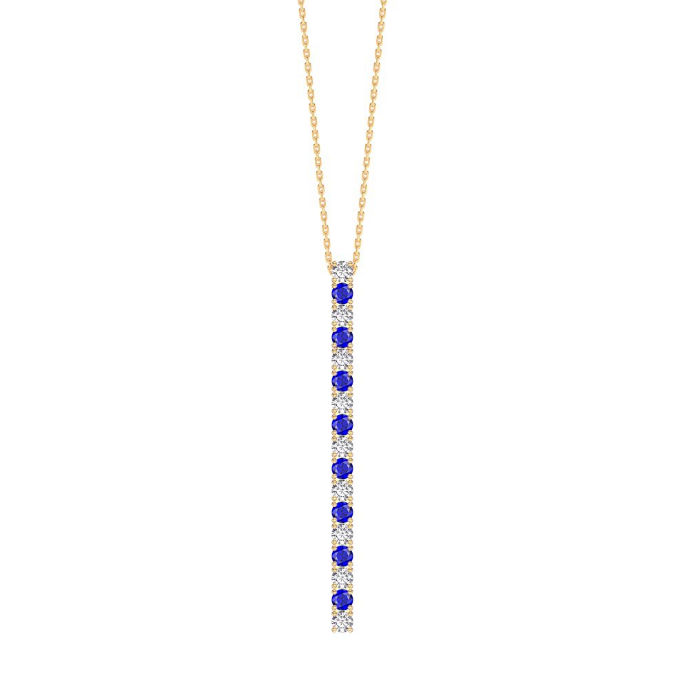 Eternity Blue and Moissanite 18K Gold Vermeil Line Drop Pendant Necklace