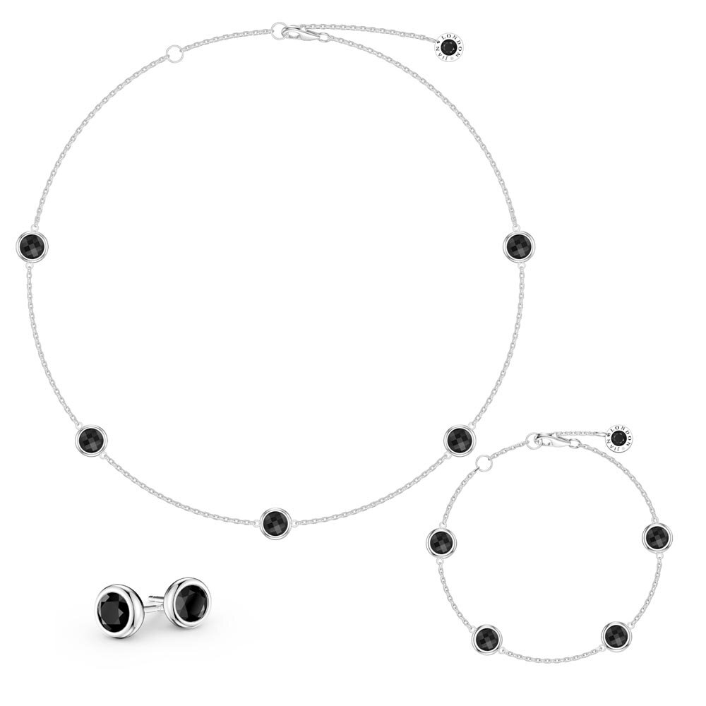 Onyx By the Yard Platinum plated Silver Jewelry Set