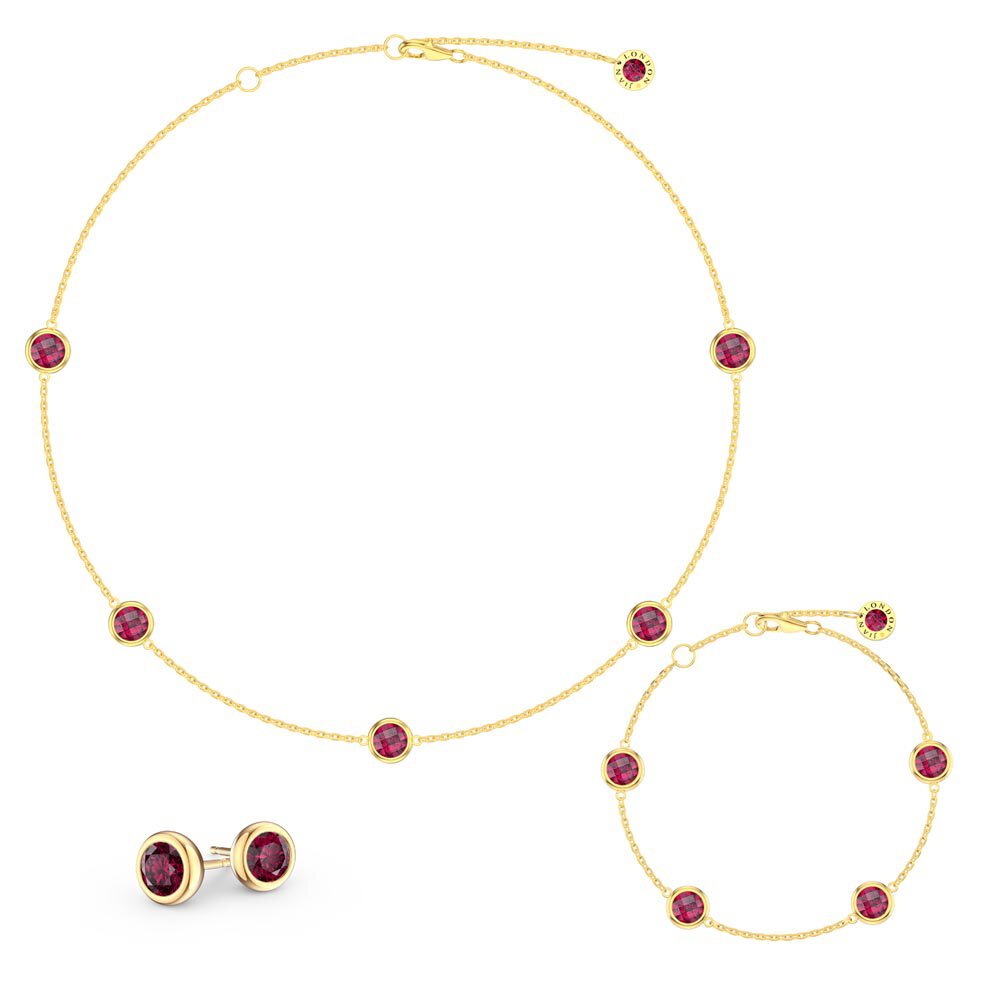 Ruby By the Yard 18K Gold Vermeil Jewelry Set