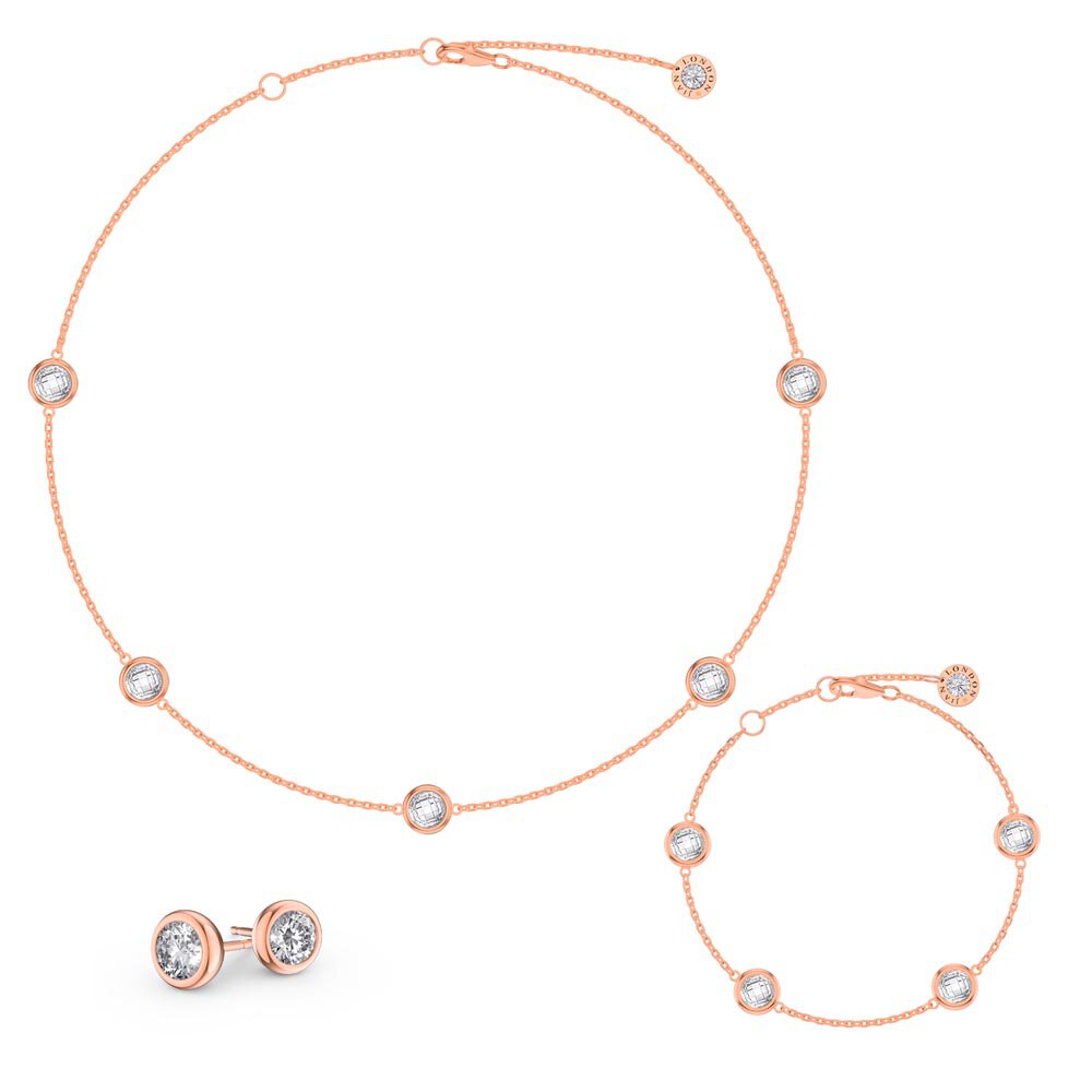 White Sapphire By the Yard 18K Rose Gold Vermeil Jewelry Set