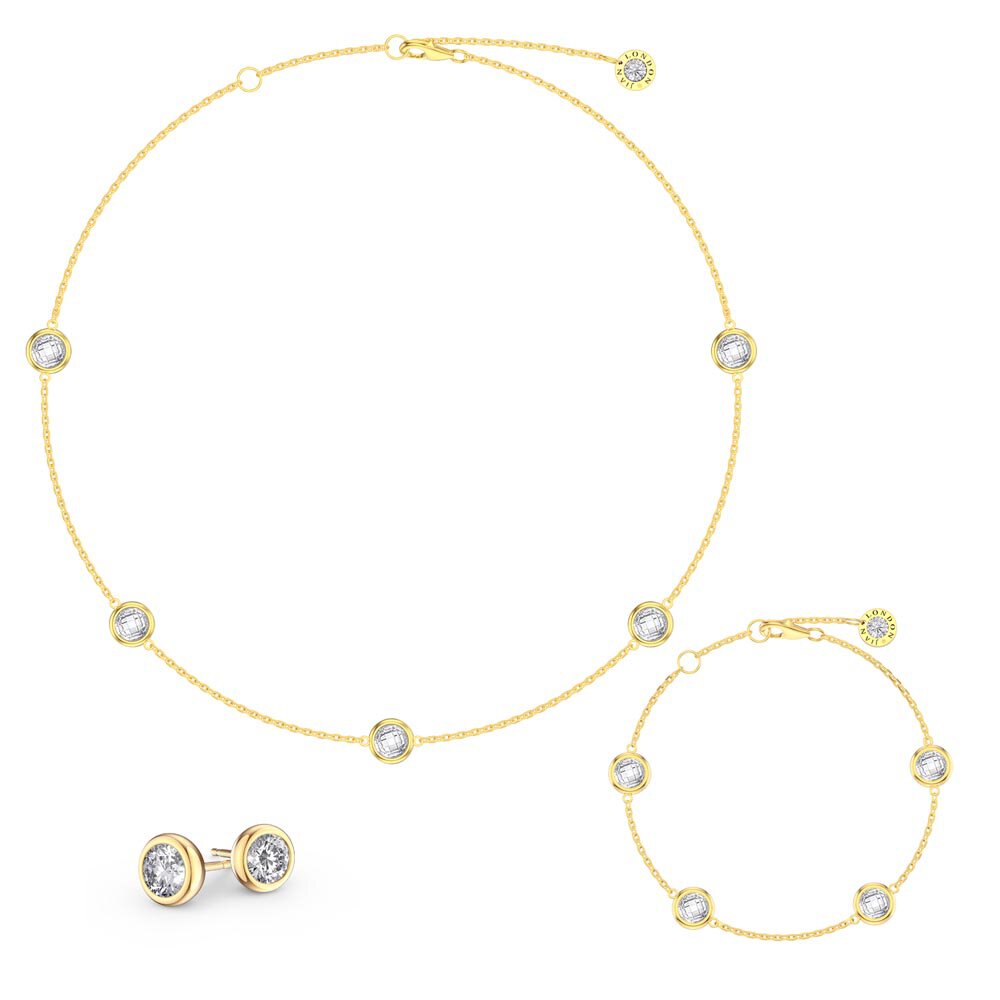 White Sapphire By the Yard 18K Gold Vermeil Jewelry Set