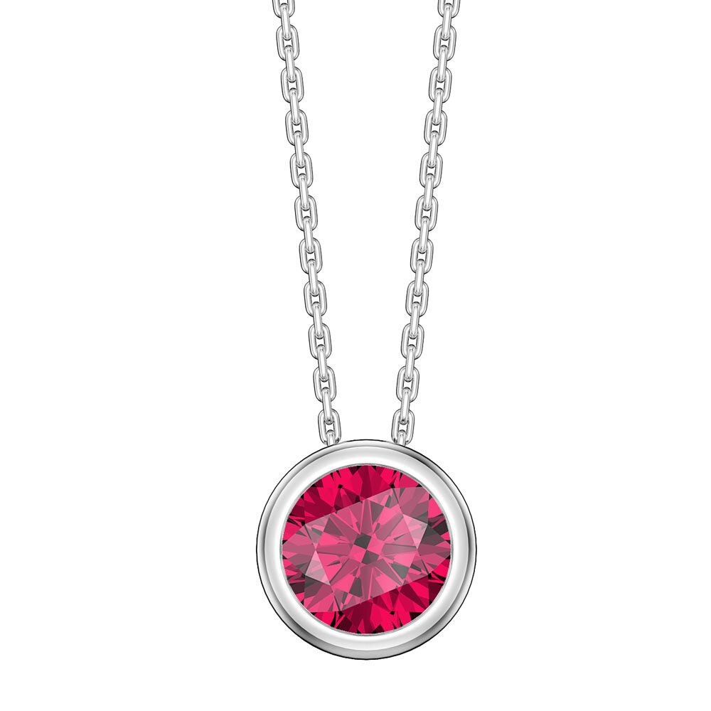 Infinity 1.0ct Ruby Solitaire 18K White Gold Bezel Pendant