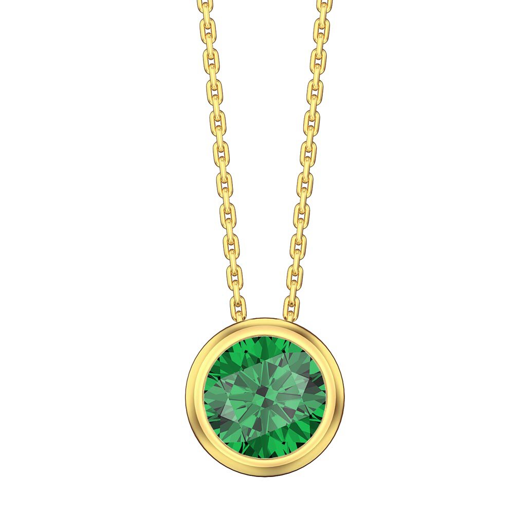 Infinity 1.0ct Emerald Solitaire 18K Gold Vermeil Bezel Pendant #1