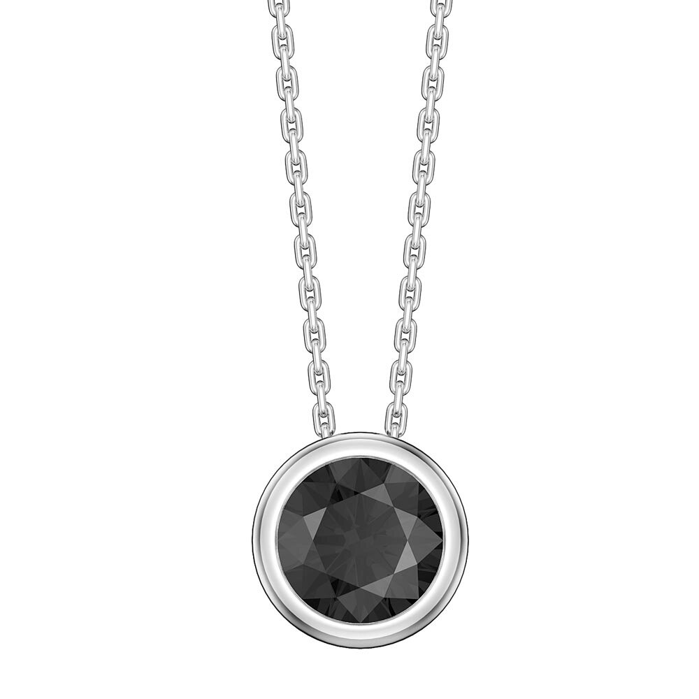 Infinity 1.0ct Onyx Solitaire Platinum plated Silver Bezel Pendant