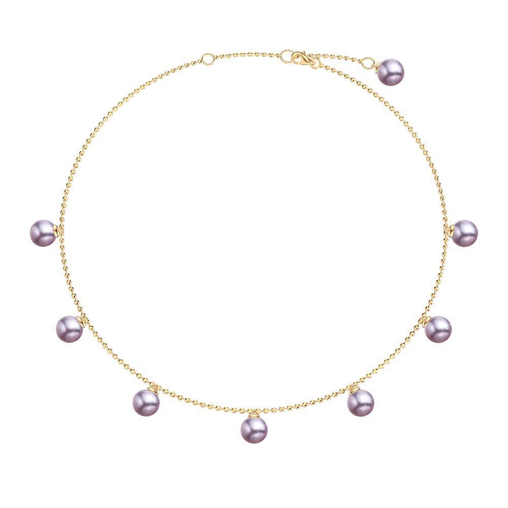 Venus Round Lilac Pearl 18K Gold Vermeil Drop Choker Necklace