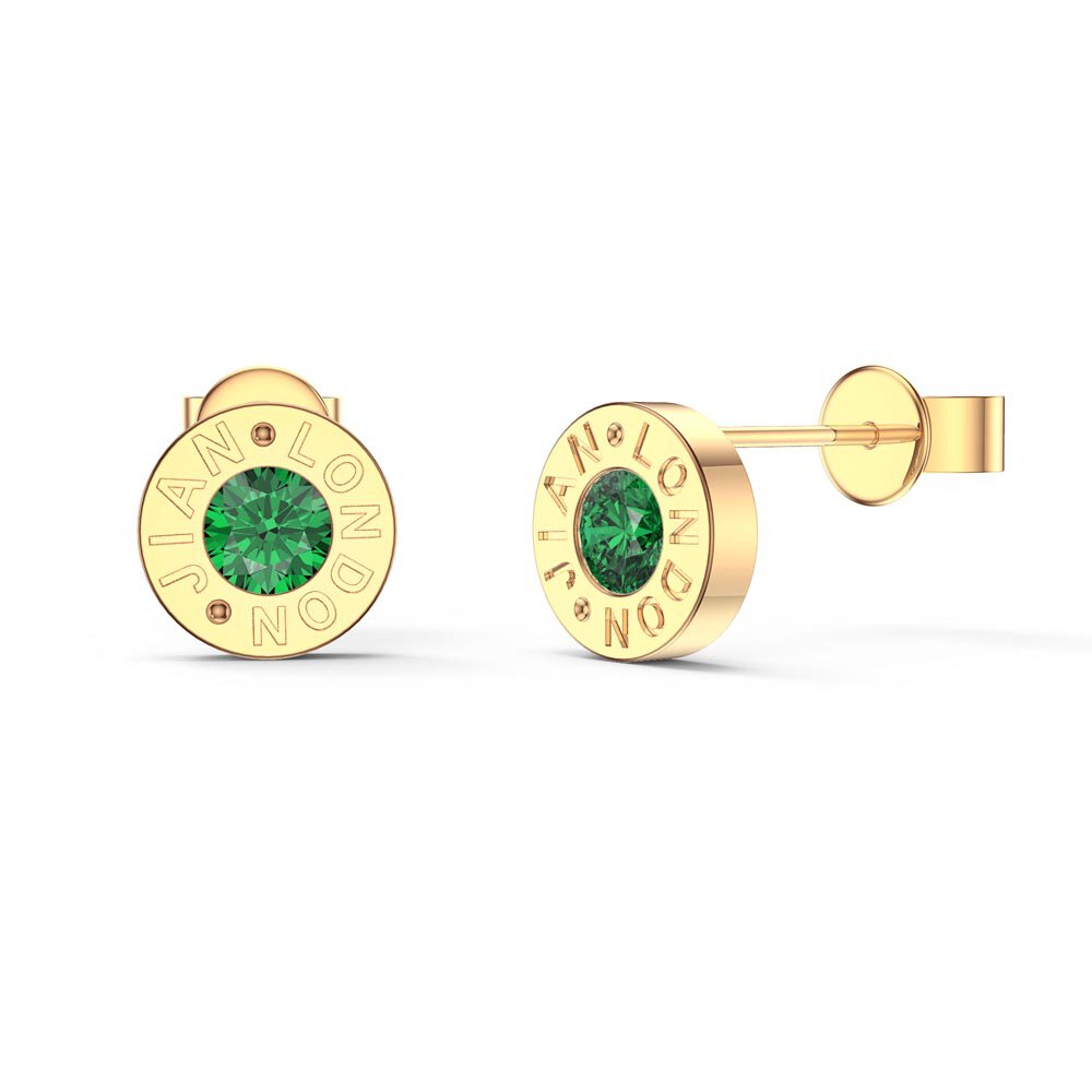 Charmisma Emerald 18K Gold Vermeil Dainty Stud Earrings