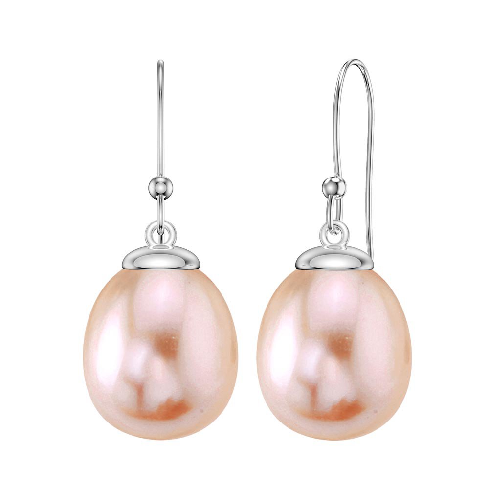 Venus Pink Pearl Platinum Plated Silver Drop Earrings #1