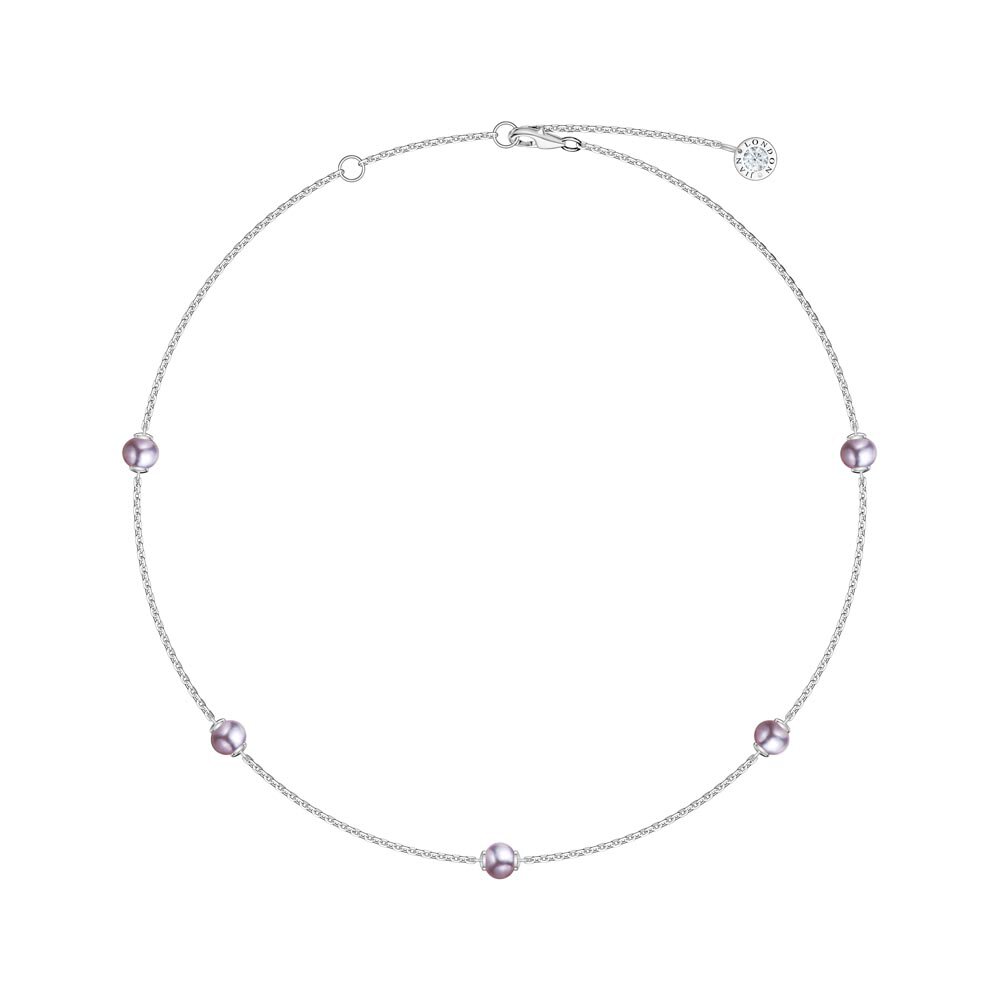 Lilac Pearl By the Yard Platinum plated Silver Choker Necklace