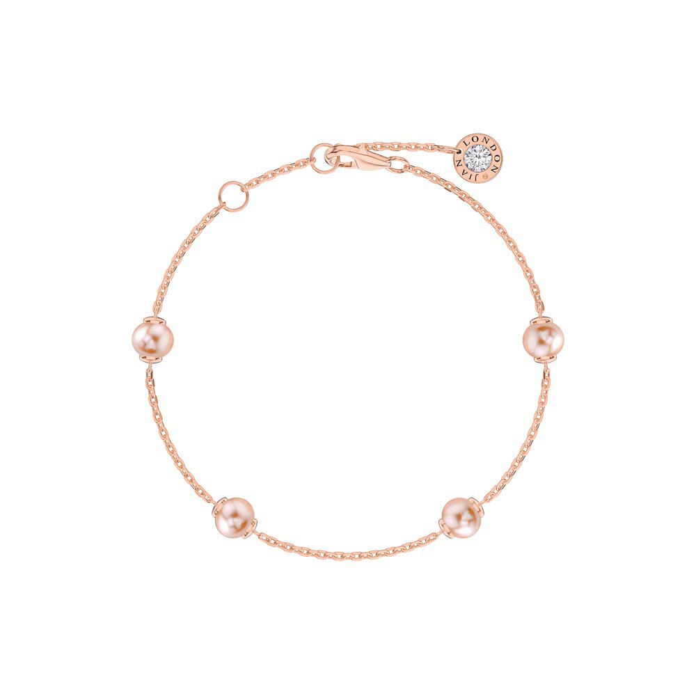Pink Pearl and Diamond By the Yard 18K Rose Gold Bracelet
