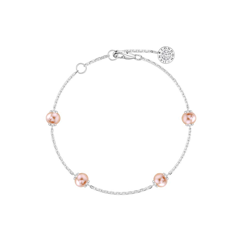 Pink Pearl and Diamond By the Yard 18K White Gold Bracelet
