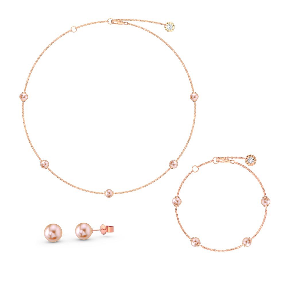 Pink Pearl By the Yard 18K Rose Gold Vermeil Jewelry Set