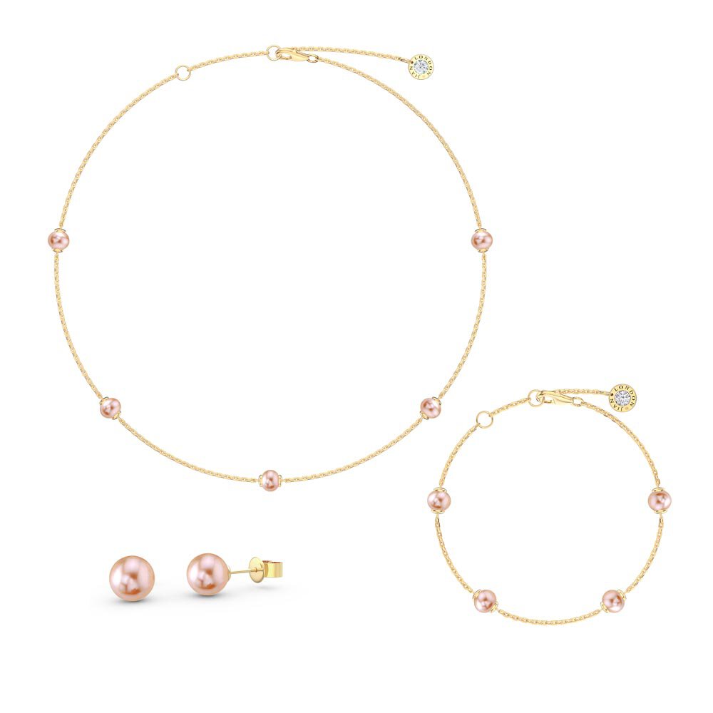 Pink Pearl By the Yard 18K Gold Vermeil Jewelry Set