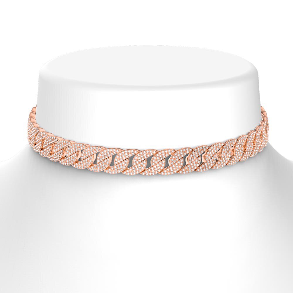 Infinity White Sapphire 18K Rose Gold Vermeil Silver Pave Link Choker Necklace #2