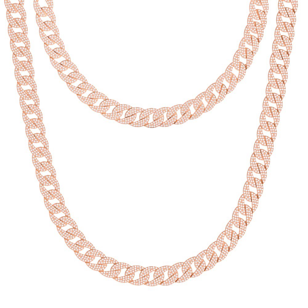 Infinity White Sapphire 18K Rose Gold Vermeil Silver Pave Link Choker Necklace #3