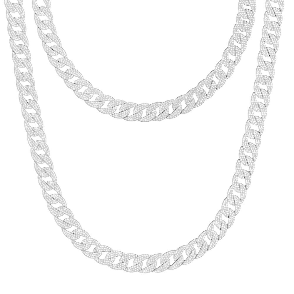 Infinity White Sapphire Platinum plated Silver Pave Link Choker Necklace #3