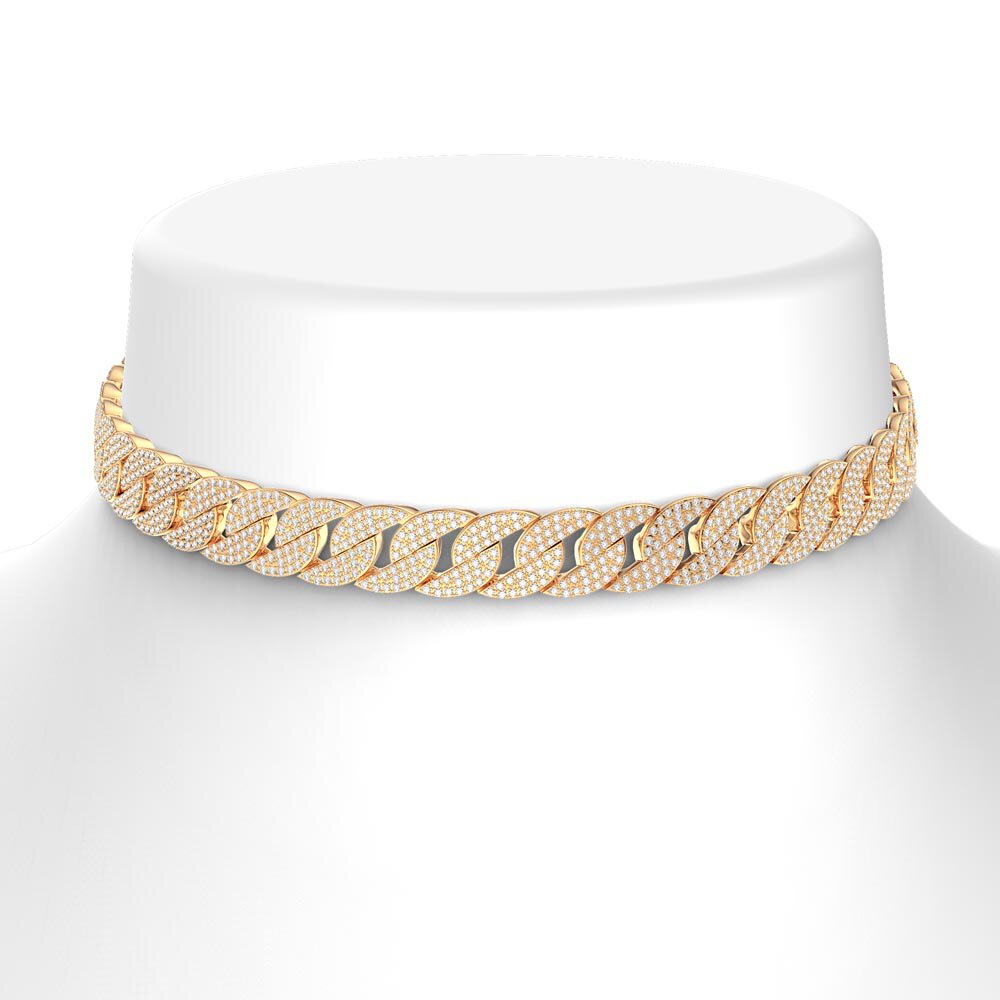 Infinity White Sapphire 18K Gold Vermeil Silver Pave Link Choker Necklace #2
