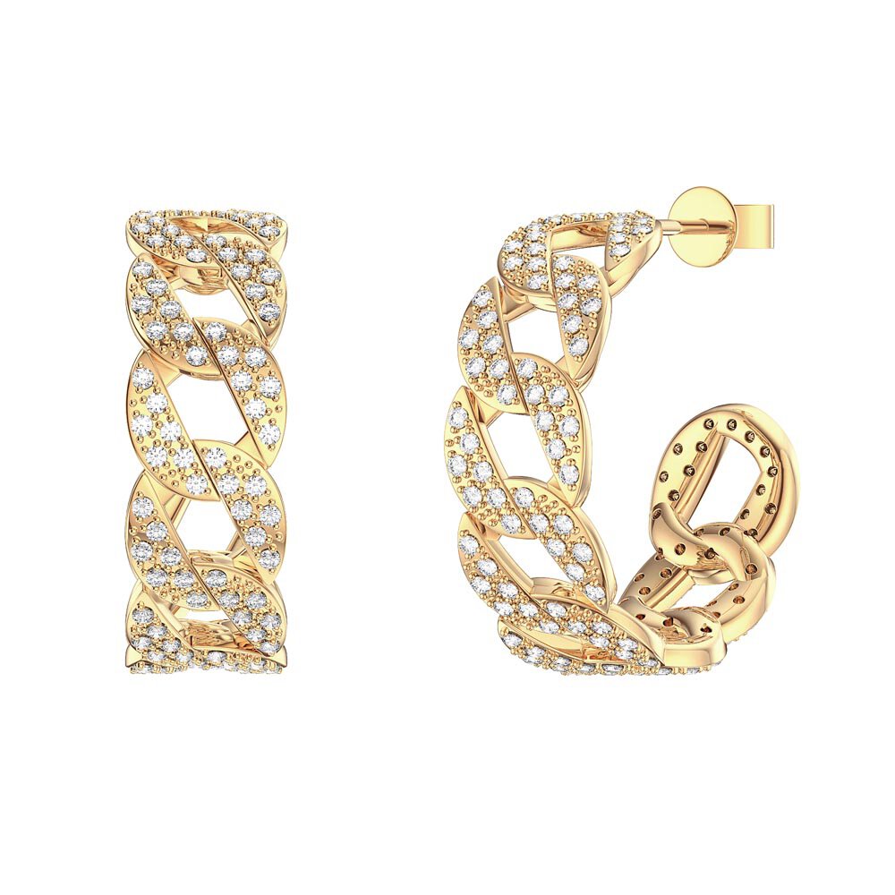 Infinity White Sapphire 18K Gold Vermeil Pave Link Hoop Earrings