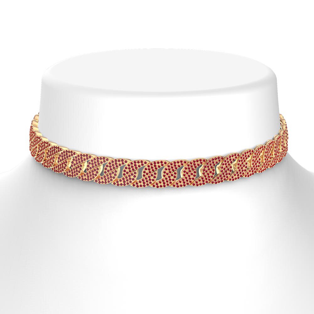 Infinity Ruby 18K Gold Vermeil Silver Pave Link Choker Necklace #2