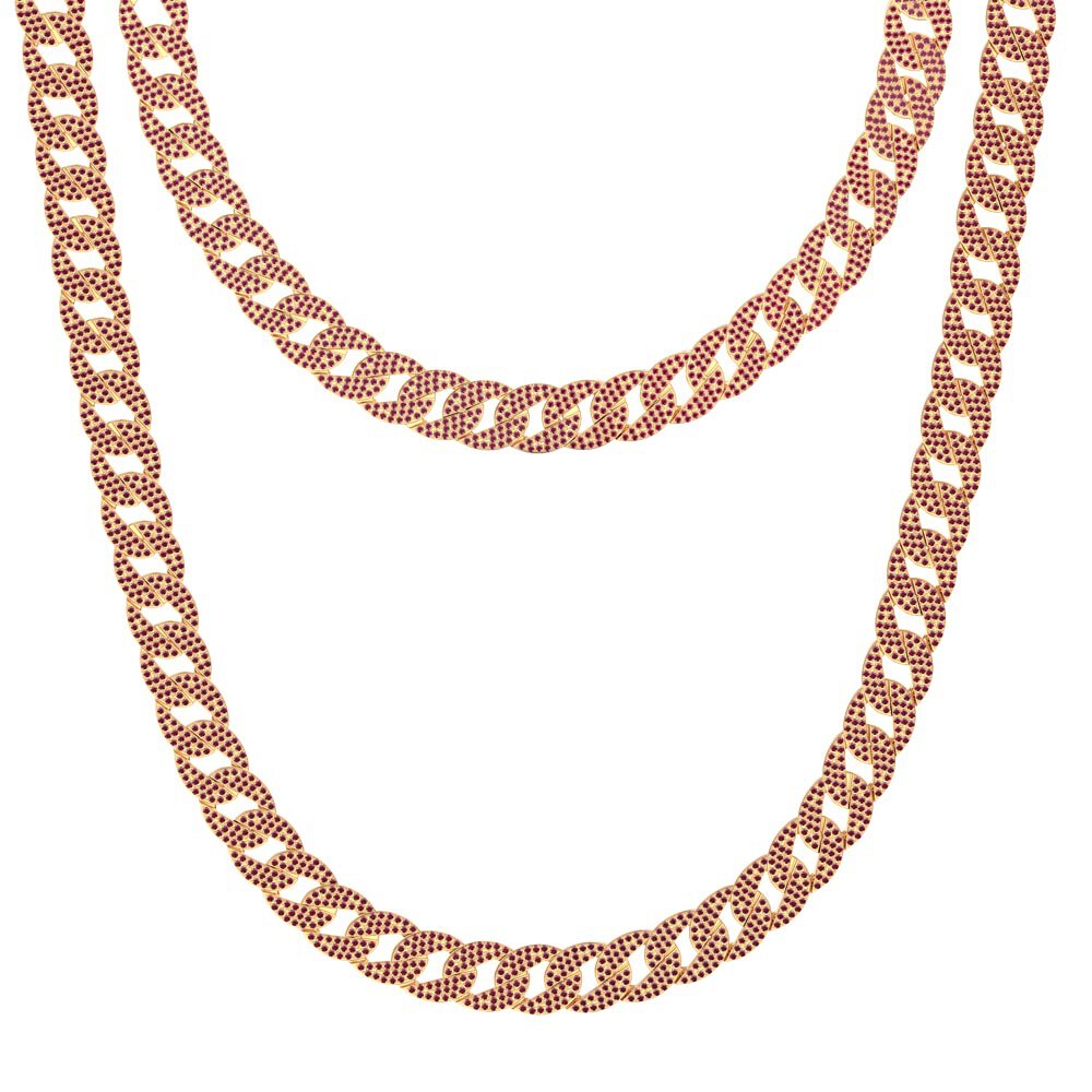 Infinity Ruby 18K Gold Vermeil Silver Pave Link Choker Necklace #3