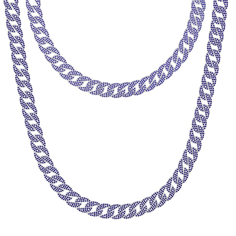 Infinity Sapphire Platinum plated Silver Pave Link Choker Necklace #3