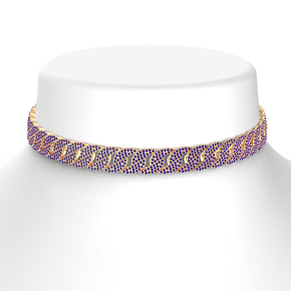Infinity Sapphire 18K Gold Vermeil Pave Link Choker Necklace #2