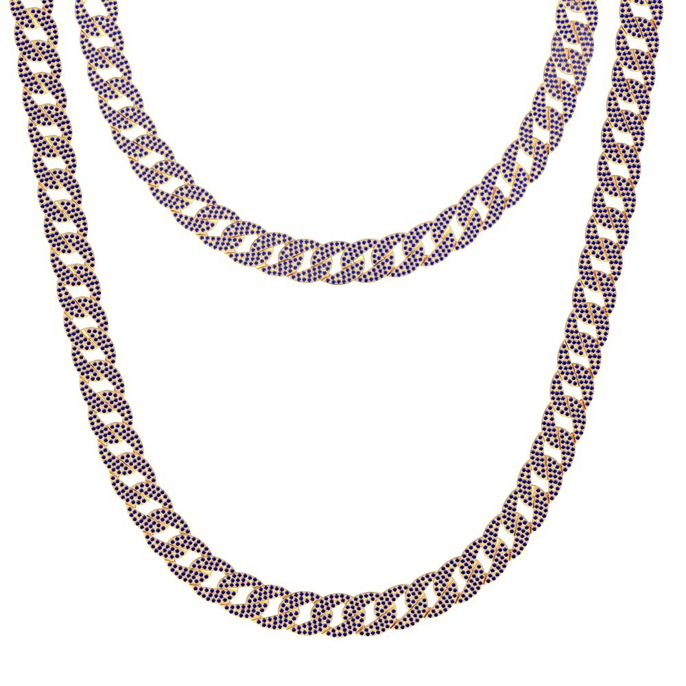 Infinity Sapphire 18K Gold Vermeil Pave Link Choker Necklace #3