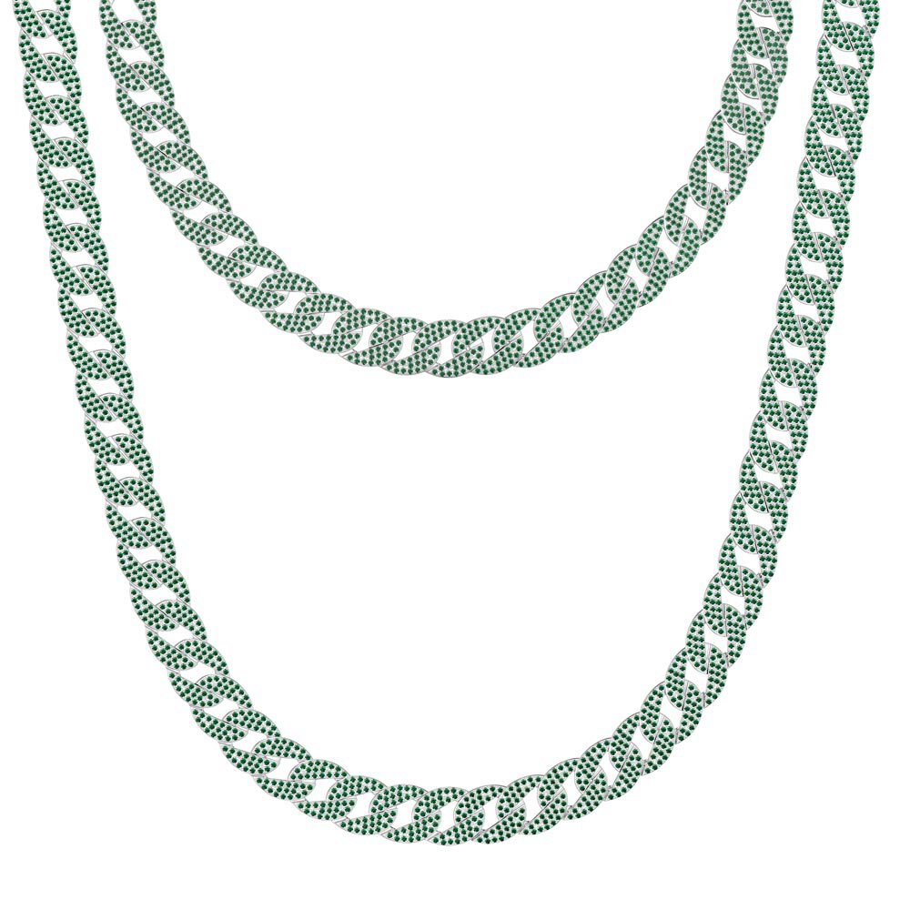 Infinity Emerald Platinum plated Silver Pave Link Choker Necklace #3