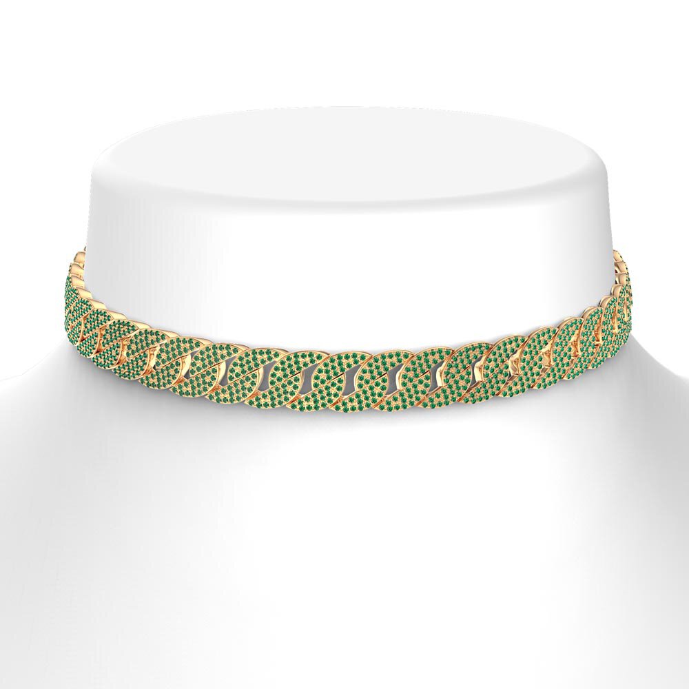 Infinity Emerald 18K Gold Vermeil Pave Link Choker Necklace #2