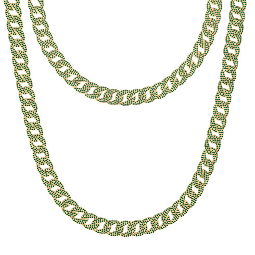 Infinity Emerald 18K Gold Vermeil Pave Link Choker Necklace #3