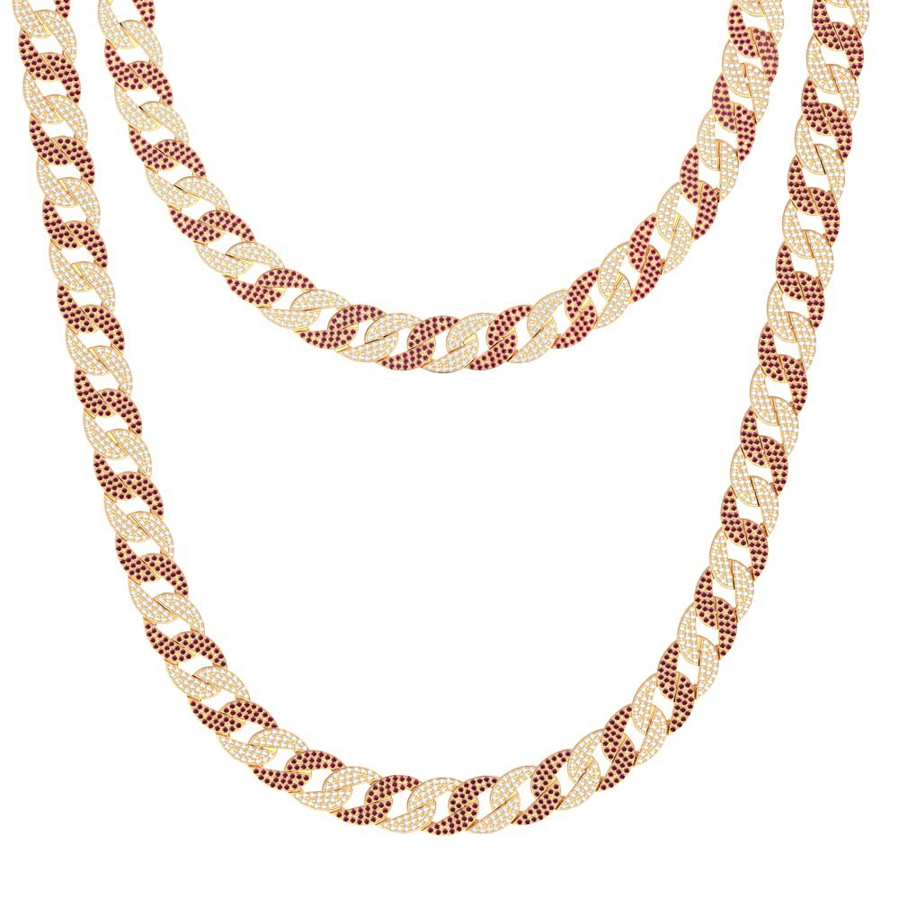 Infinity Ruby and White Sapphire 18K Gold Vermeil Pave Link Choker Necklace #3